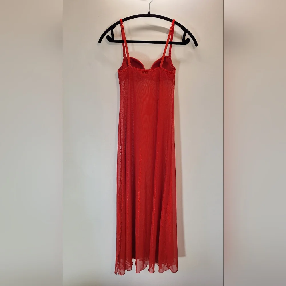 La Senza Vintage long red sheer maxi underwire nightgown - size Xs - Picture 2 of 5